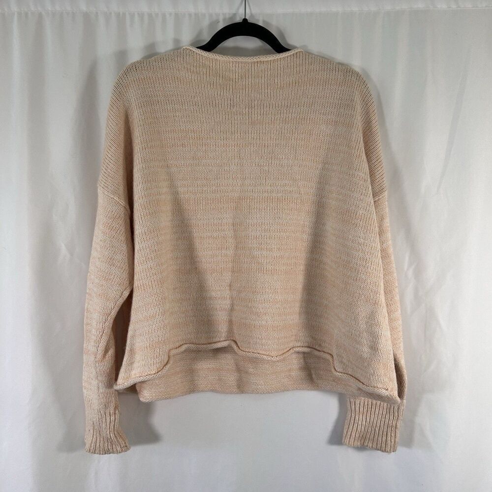 Madewell Wool Blend Sweater Women's XL Beige Knit Mohair Yak Hair Round Neck - Picture 7 of 7